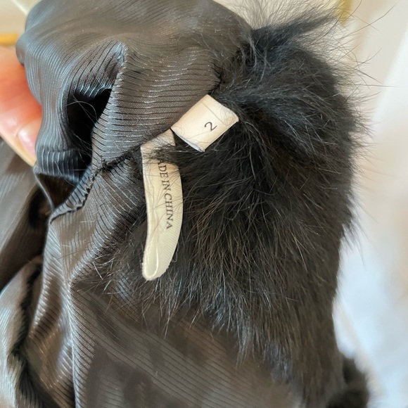 Sandro Size T2 Black Rabbit Hood Fur Coat - Picture 10 of 16